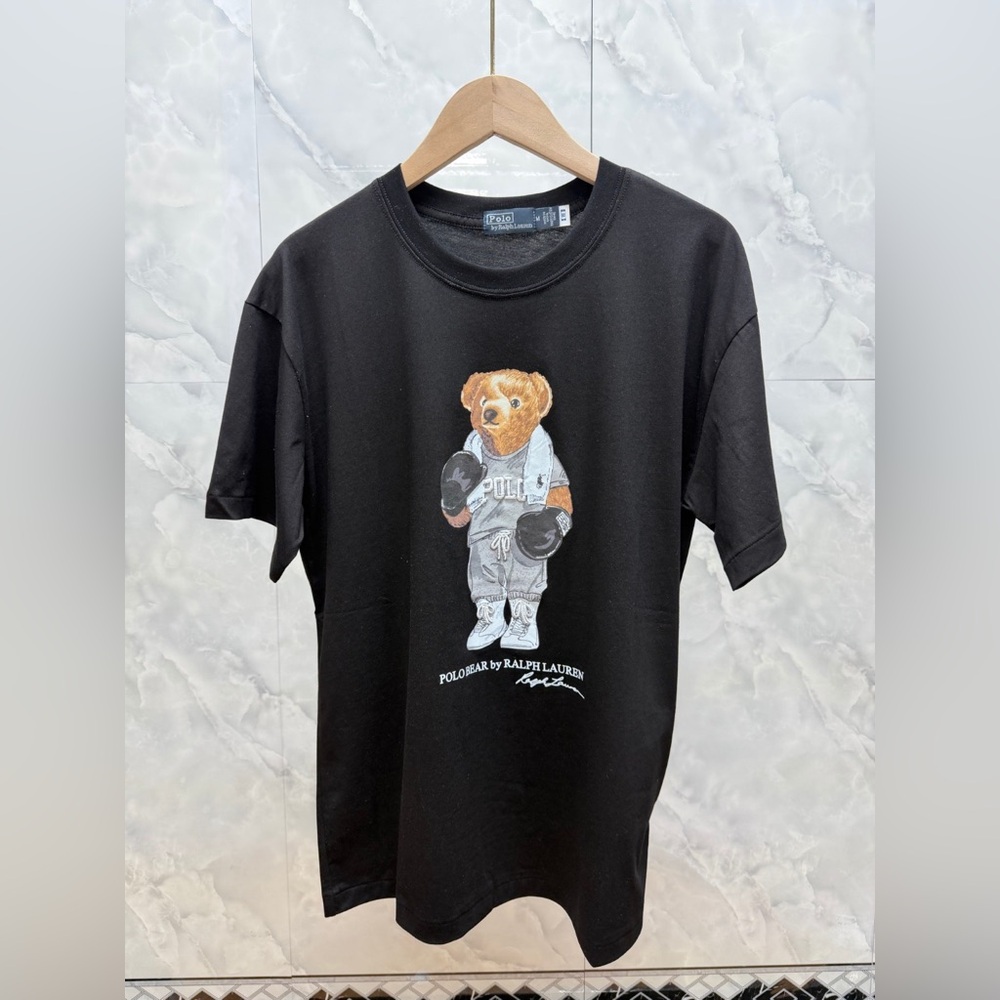 Polo Ralph Lauren bear-patterned short-sleeved T-shirt in black